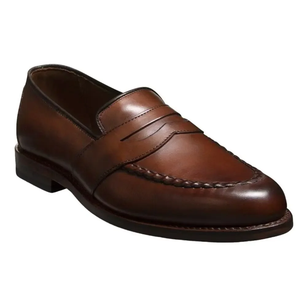Allen Edmonds Randolph Penny Loafers Stacked Heel Leather Cordovan Burgundy 7.5D - Picture 1 of 9